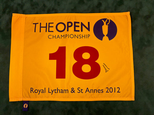 Ernie Els Signed 2012 Open at Royal Lytham & St Annes Golf Flag + Dealer COA