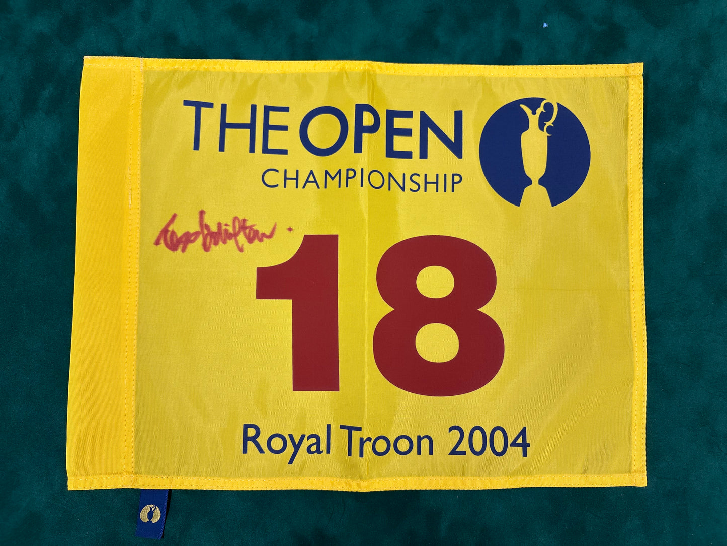 Todd Hamilton Winner Signed 2004 Open at Royal Troon Golf Flag + Dealer COA