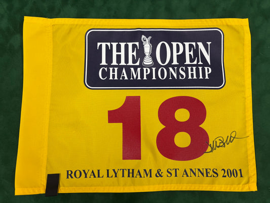 David Duval Winner Signed 2001 The Open at Royal Lytham & St Annes Golf Flag + Dealer COA