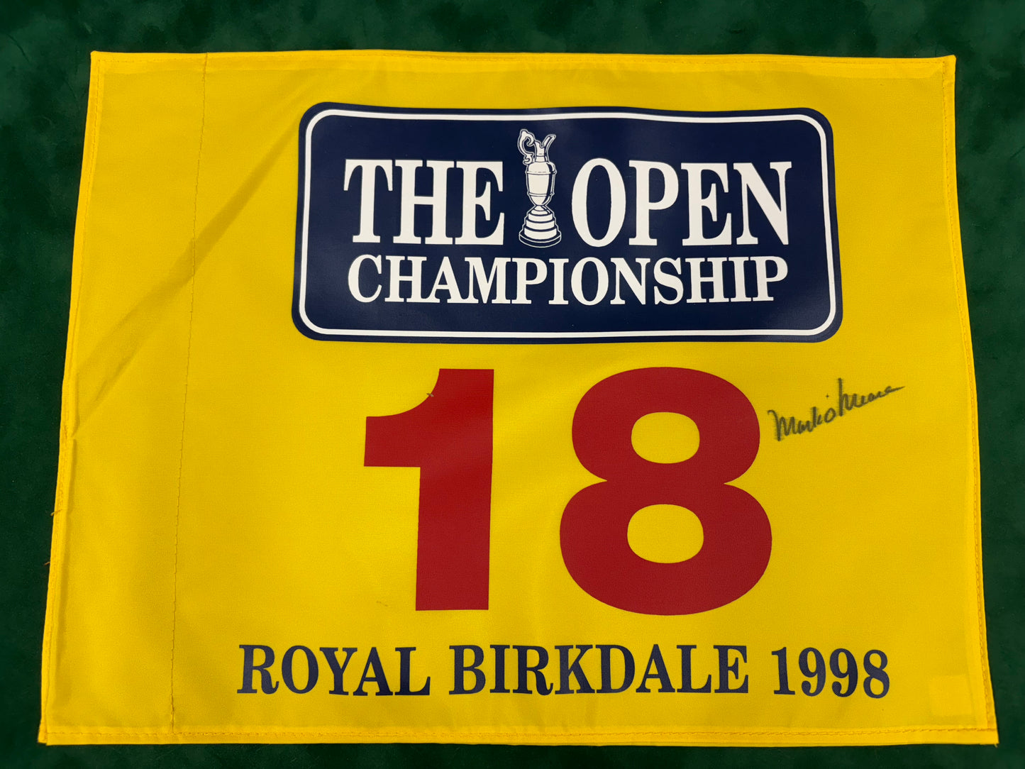Mark O'Meara Signed 1998 The Open at Royal Birkdale Golf Flag + Dealer COA