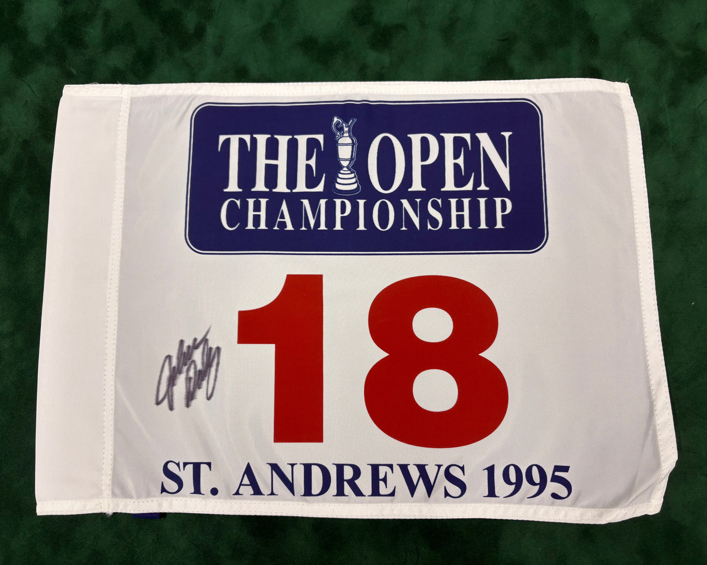 John Daly White 1995 The Open at St Andrews Signed Golf Flag with Dealer COA