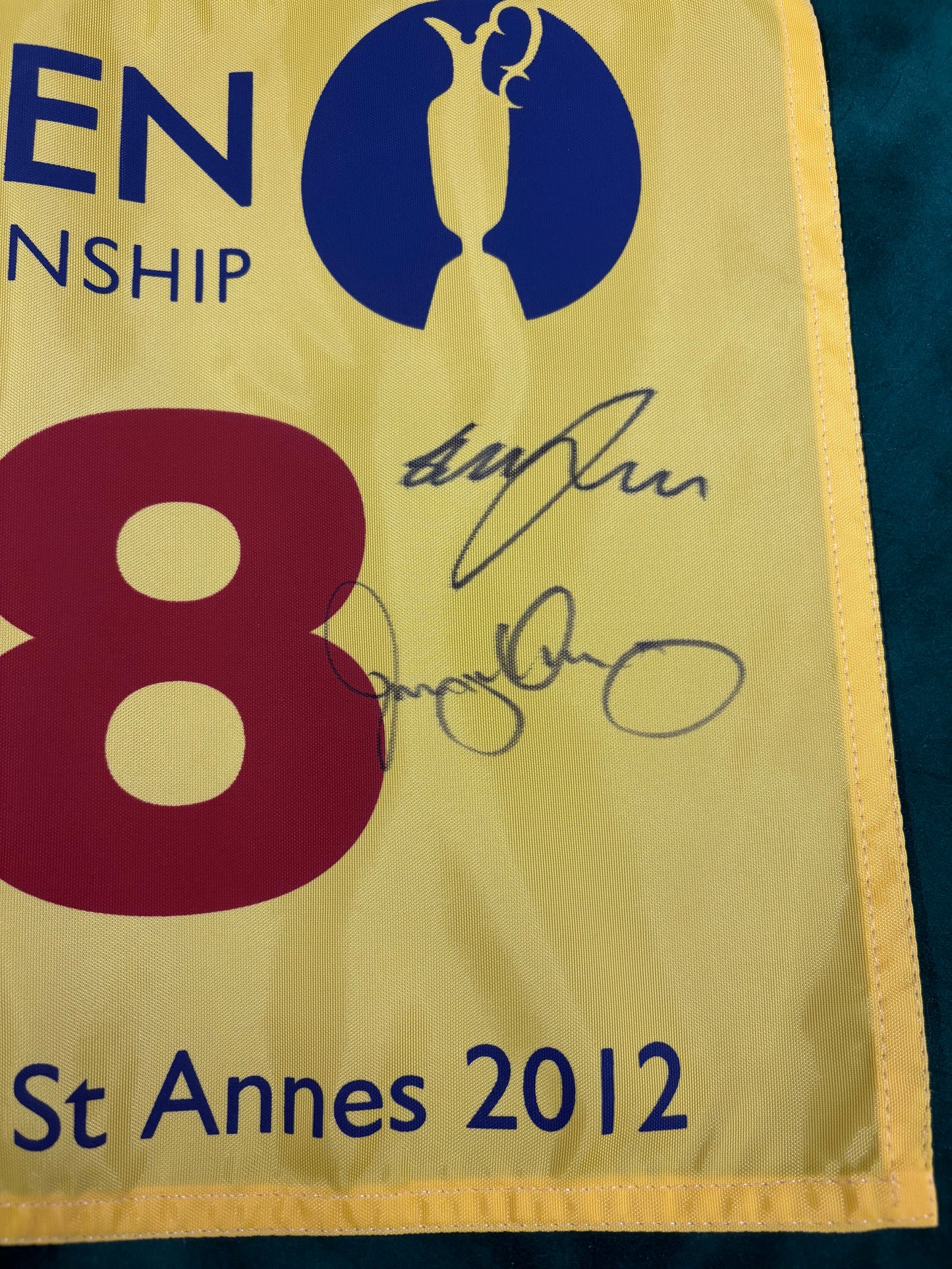 2012 Open at Royal Lytham & St Annes Golf Flag Signed by Rory McIlroy, Padraig Harrington, Graeme McDowell & Darren Clarke + Cert