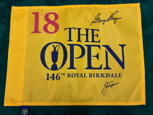 146th Open at Royal Birkdale Golf Flag Signed by Gary Player & Jack Nicklaus + Dealer COA