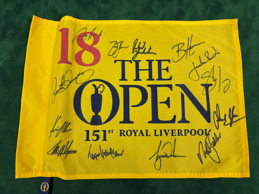 151st Open at Liverpool Golf Pin Flag Signed by 13 Champions - Tiger Woods + COA
