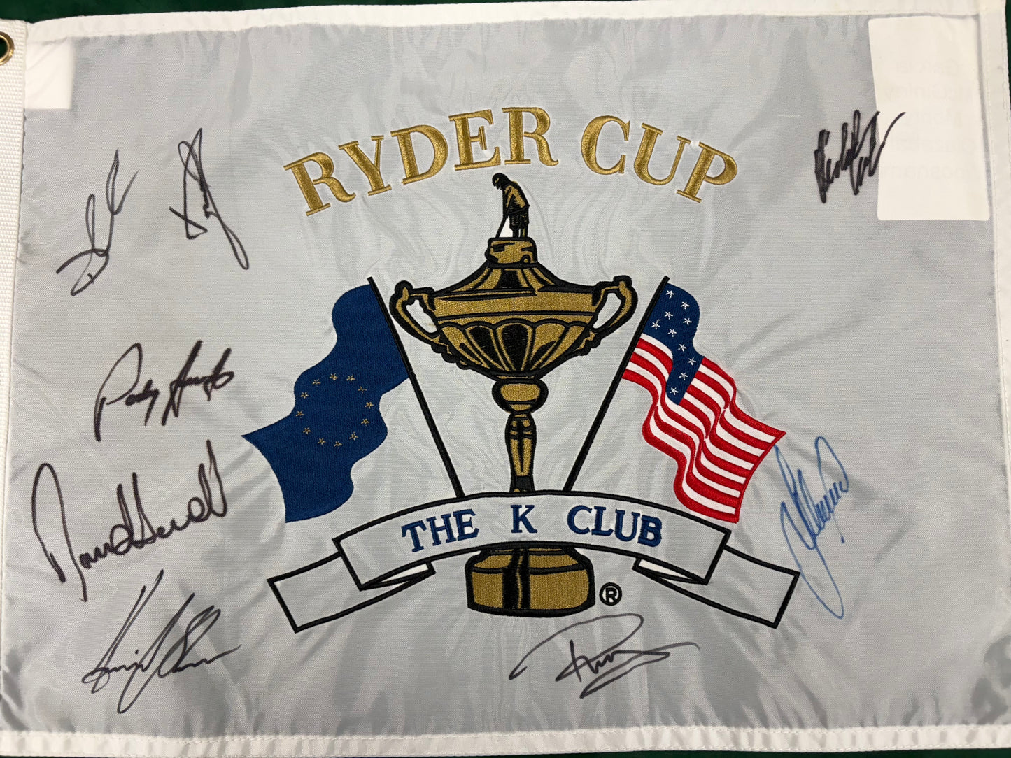 2006 Ryder Cup Team Europe Signed Golf Flag inc Westwood, Casey, Donald + COA