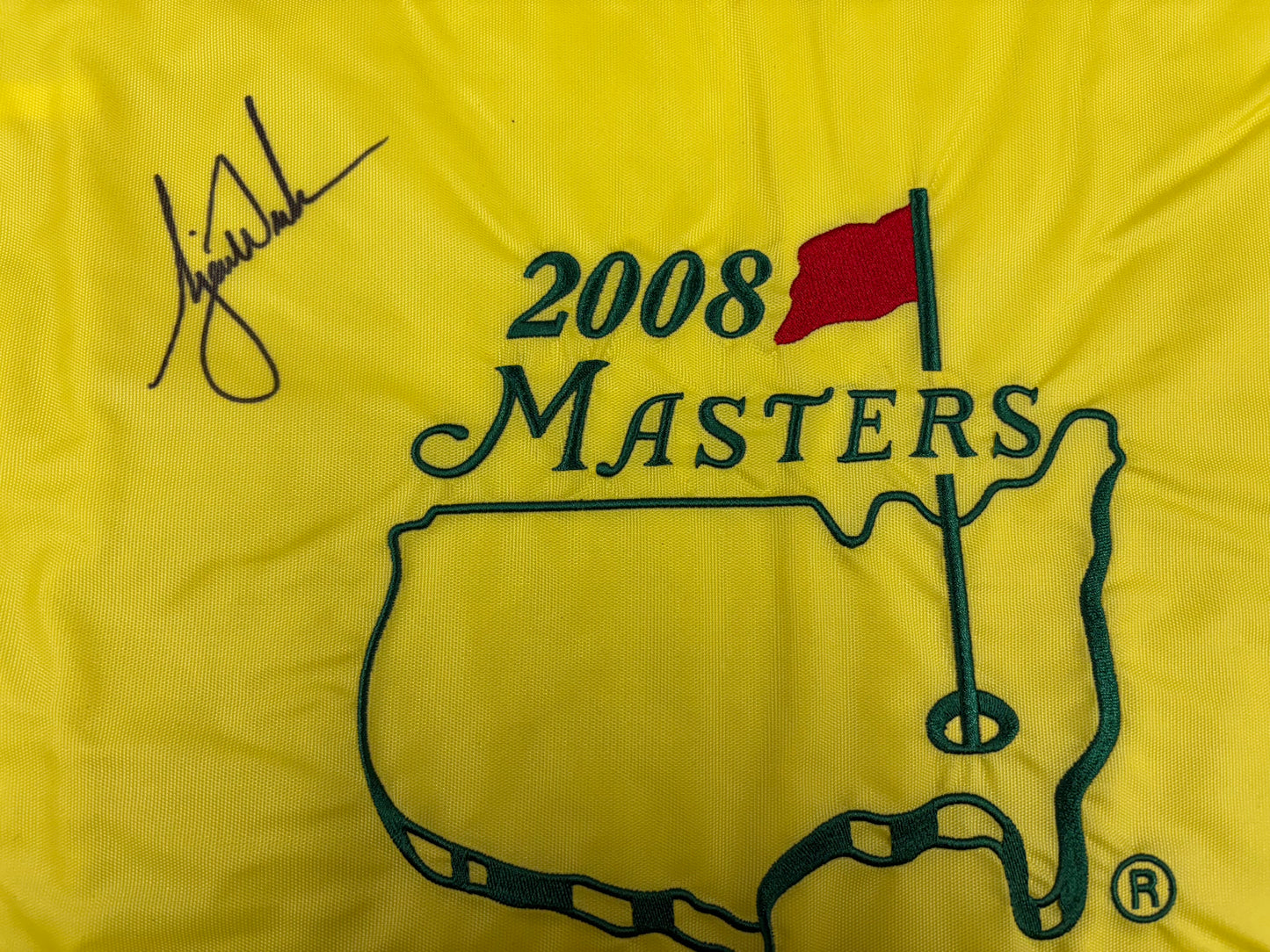 Golf Legend Tiger Woods Rare Signed 2008 Augusta Masters Golf Pin Flag + GJA COA