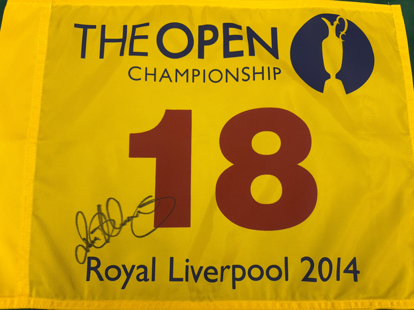 Rory McIlroy Winner Signed 2014 Open at Royal Liverpool Golf Flag + Dealer COA