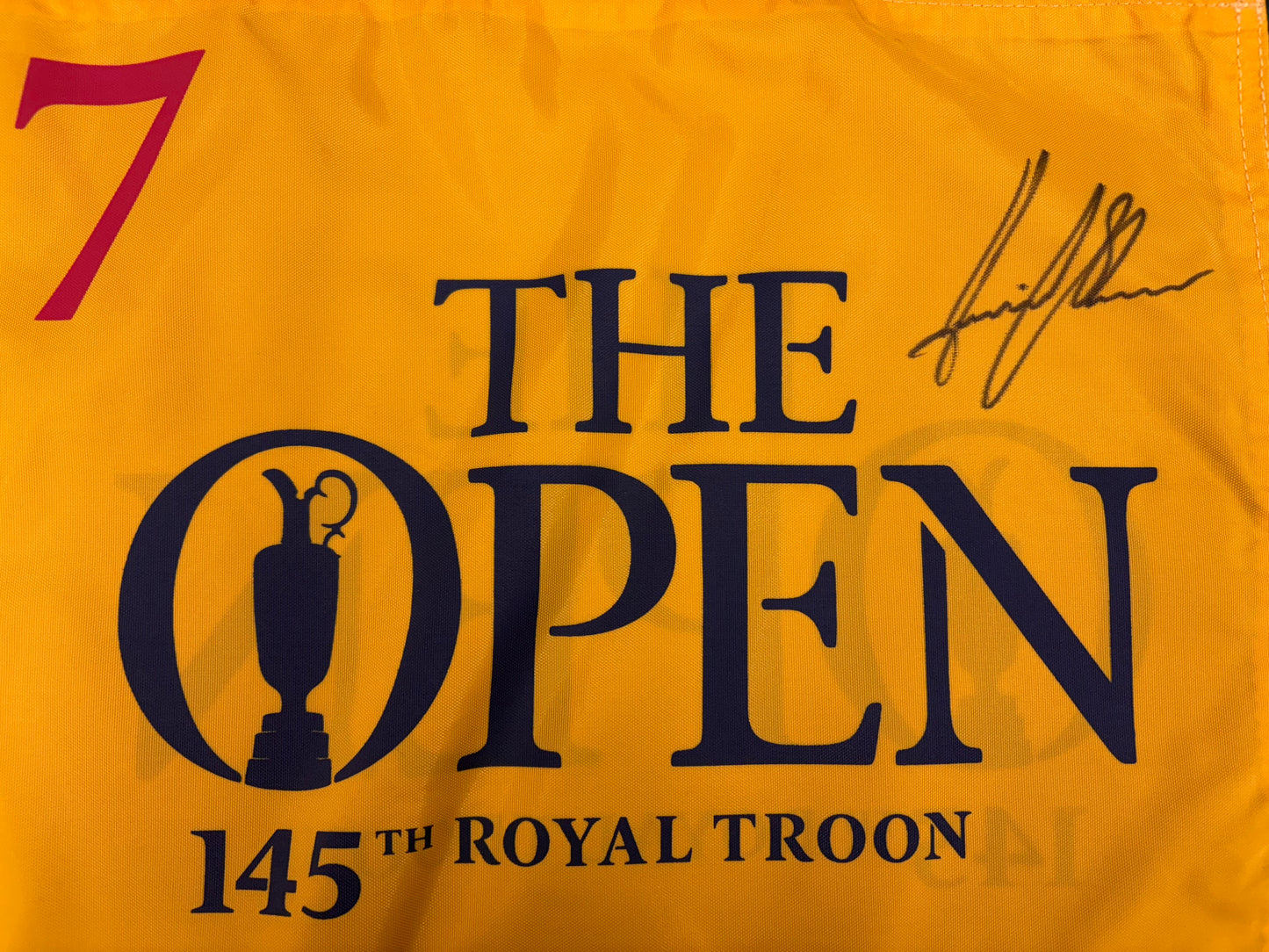 Henrik Stenson Winner Signed 2016 Open at Royal Troon Course Used 7th Golf Flag + Cert