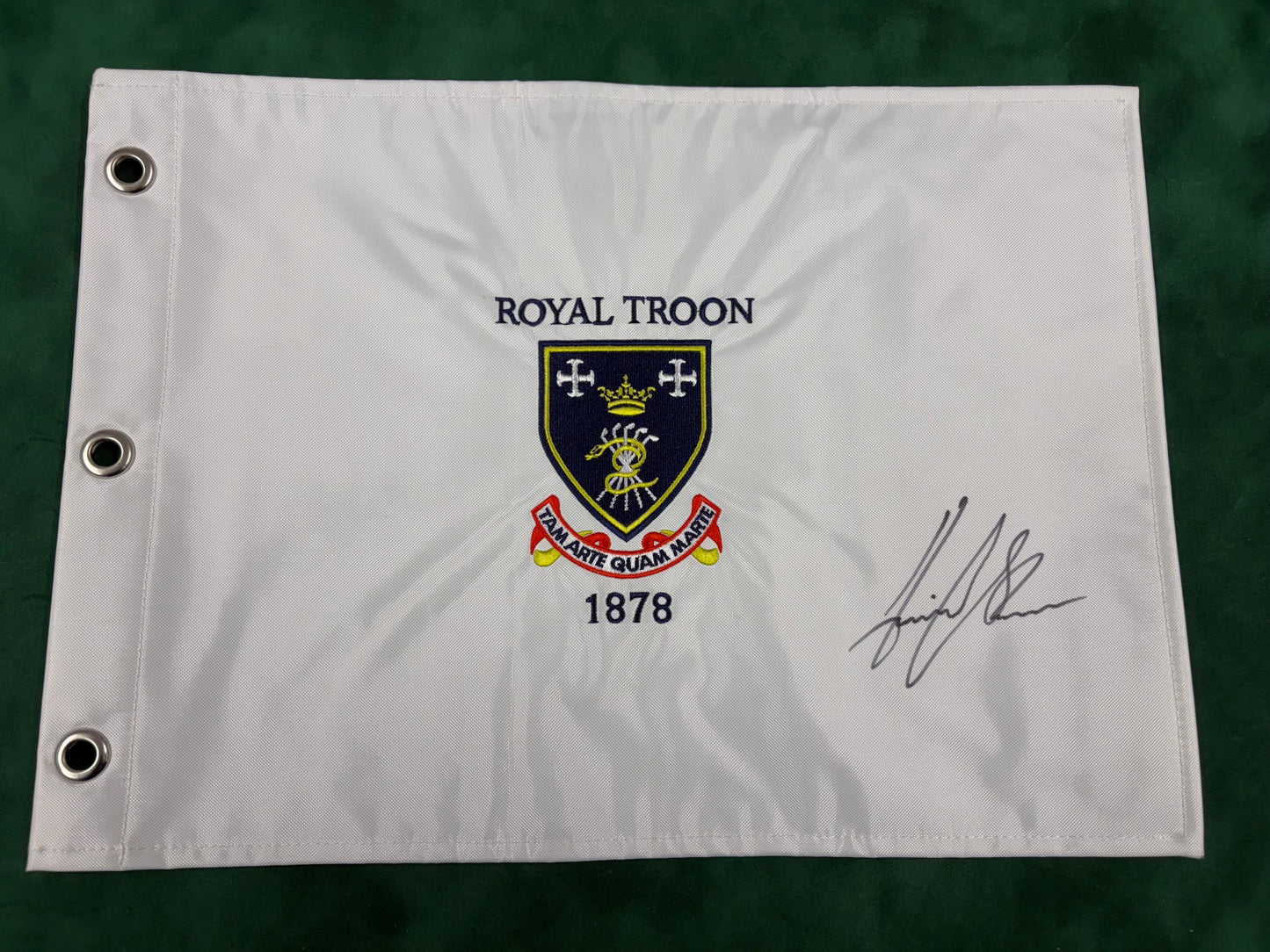 Henrik Stenson Signed Royal Troon Golf Club Pin Flag + Dealer COA