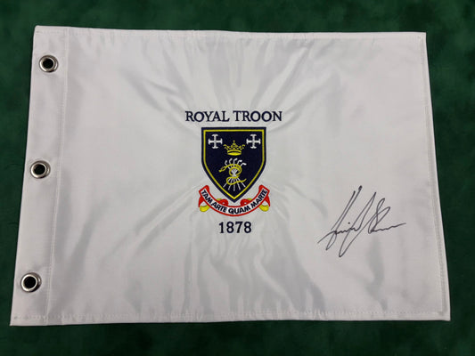 Henrik Stenson Signed Royal Troon Golf Club Pin Flag + Dealer COA