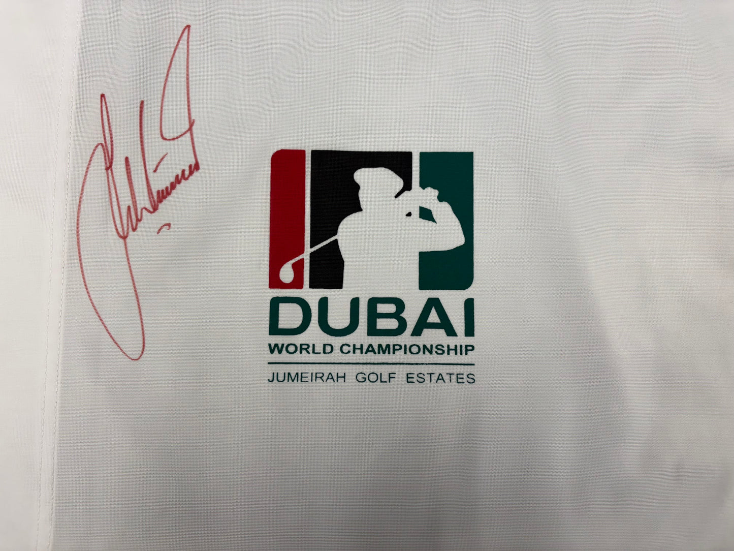 Lee Westwood Signed Dubai World Championship Golf Pin Flag + Cert