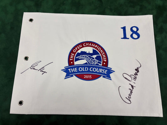 Arnold Palmer & Gary Player RARE Signed St Andrews Golf Pin Flag + Dealer COA