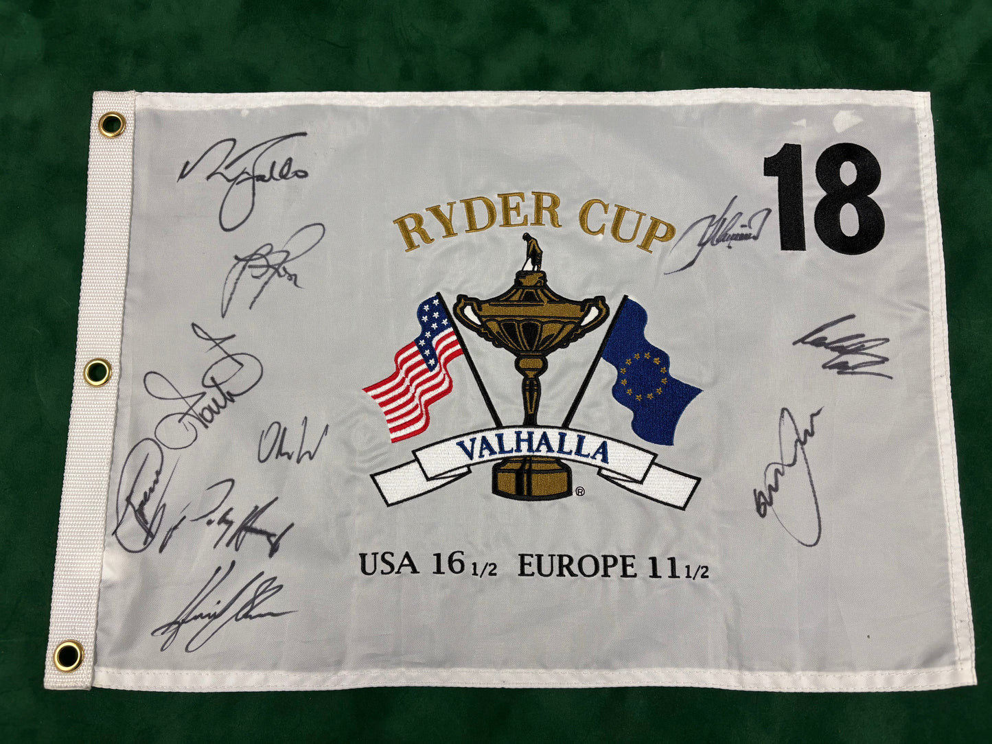2008 Ryder Cup Team Europe Golf Flag Signed by 10 inc Westwood Stenson Rose + COA