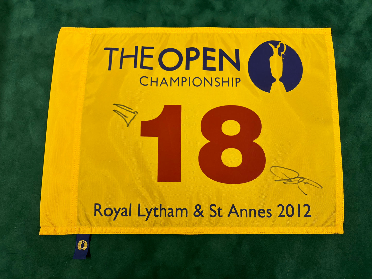 Ernie Els & Darren Clarke Signed 2012 Open @ Royal Lytham Golf Flag + Dealer COA