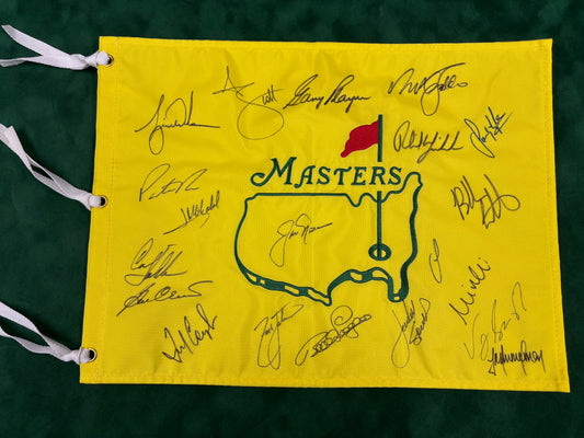Augusta Masters Undated Golf Pin Flag Signed By 19 Champions (Woods, Scott, Nicklaus) + Cert