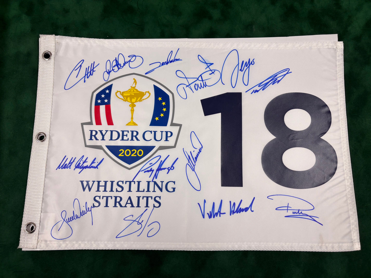 2020 Ryder Cup at Whistling Straits Golf Flag Signed by 13 - Team Europe + Cert