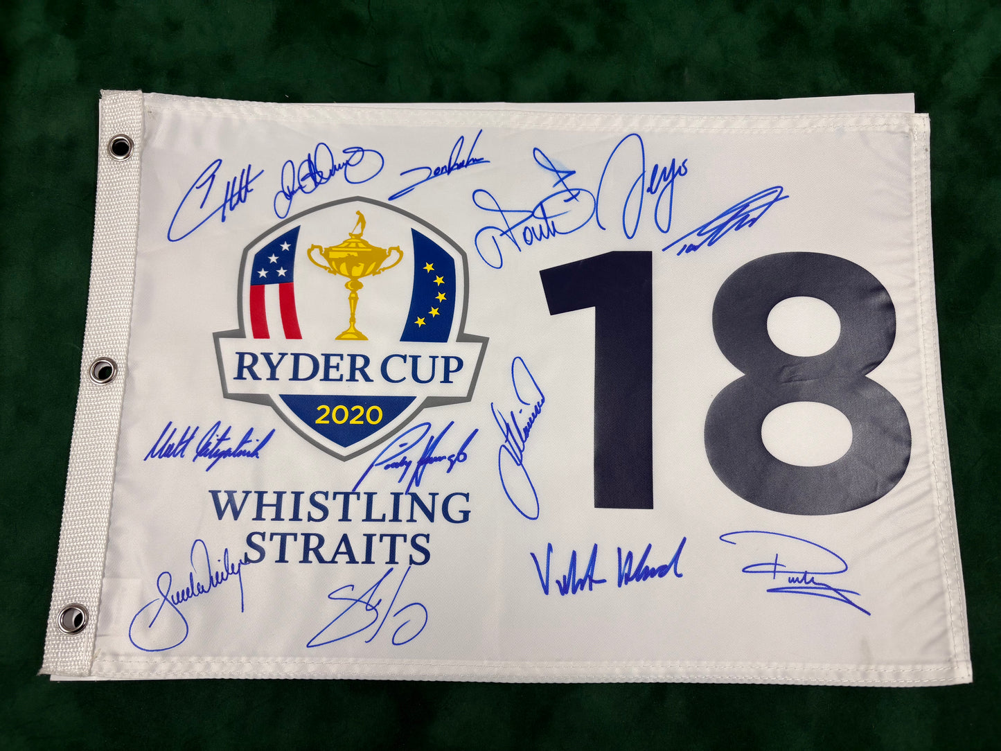 2020 Ryder Cup at Whistling Straits Golf Flag Signed by 13 - Team Europe + Cert