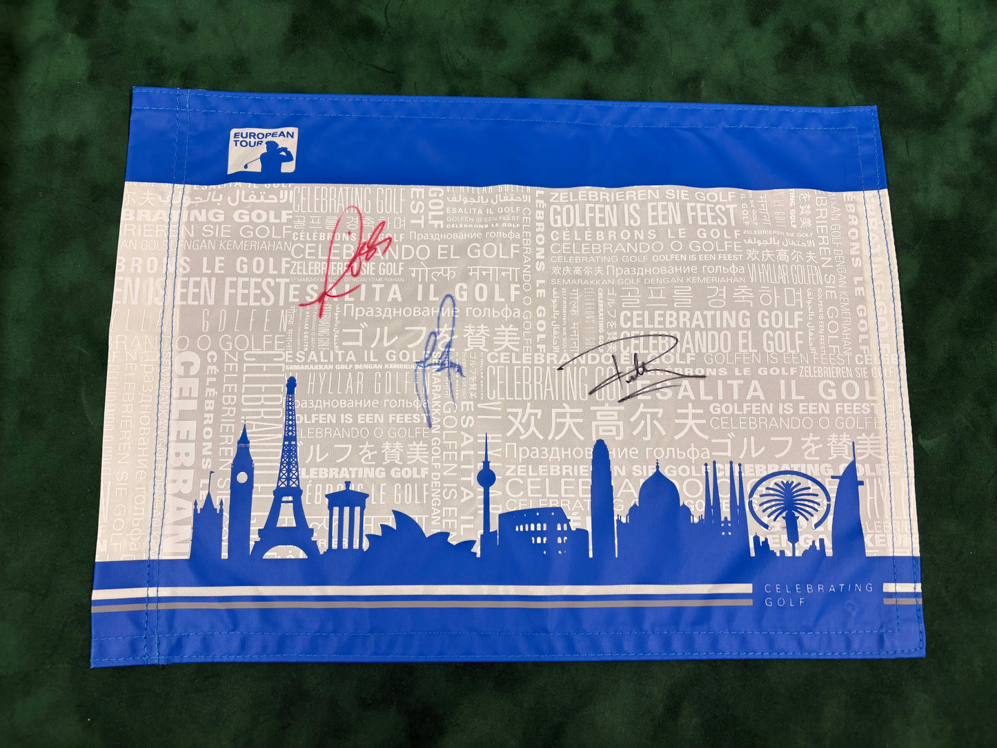 European Tour Golf Flag Signed By Justin Rose, Paul Casey & Ross Fisher + Cert