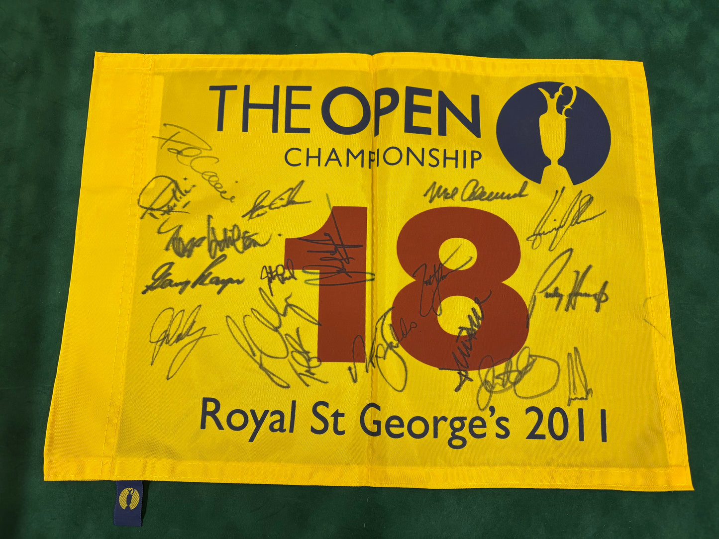 2011 Open at St George's Golf Pin Flag Signed by 18 Champions McIlroy, Daly + Cert