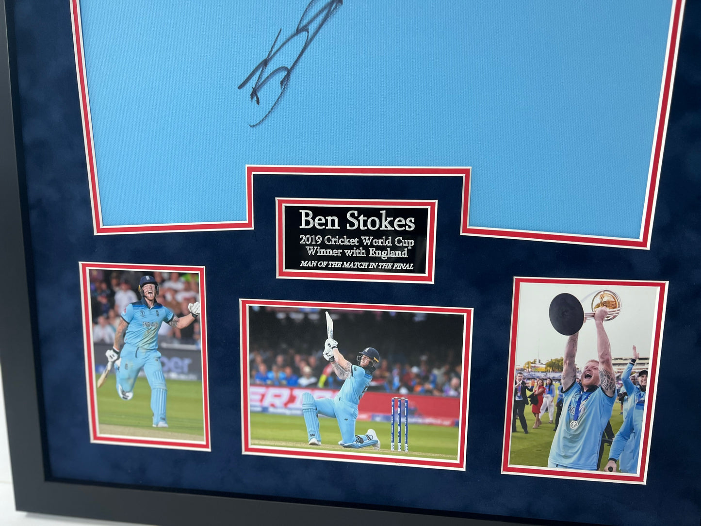 Ben Stokes England Cricket Legend - (Greatest All-Rounder) Signed & Framed 2019 World Cup Shirt + Cert