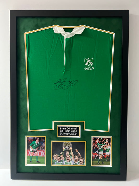 Brian O'Driscoll Irish Rugby Legend Signed & Framed Shirt + Dealer COA