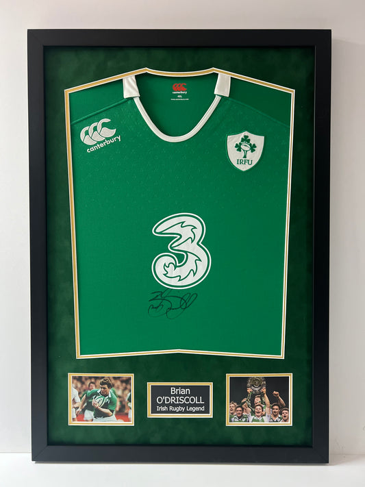 Brian O'Driscoll Irish Rugby Legend Signed & Framed Shirt (3 Canterbury) + Cert