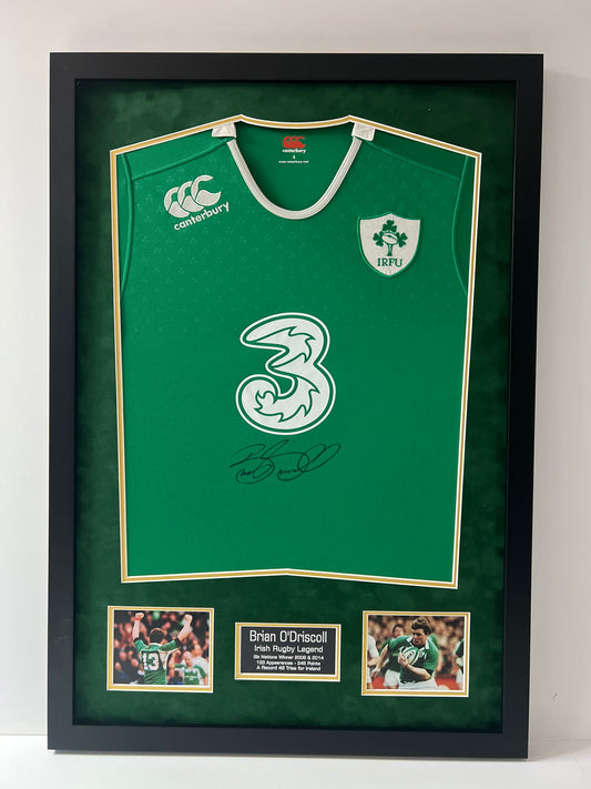Brian O'Driscoll Irish Rugby Legend Signed & Framed Shirt (3 Canterbury) + Cert