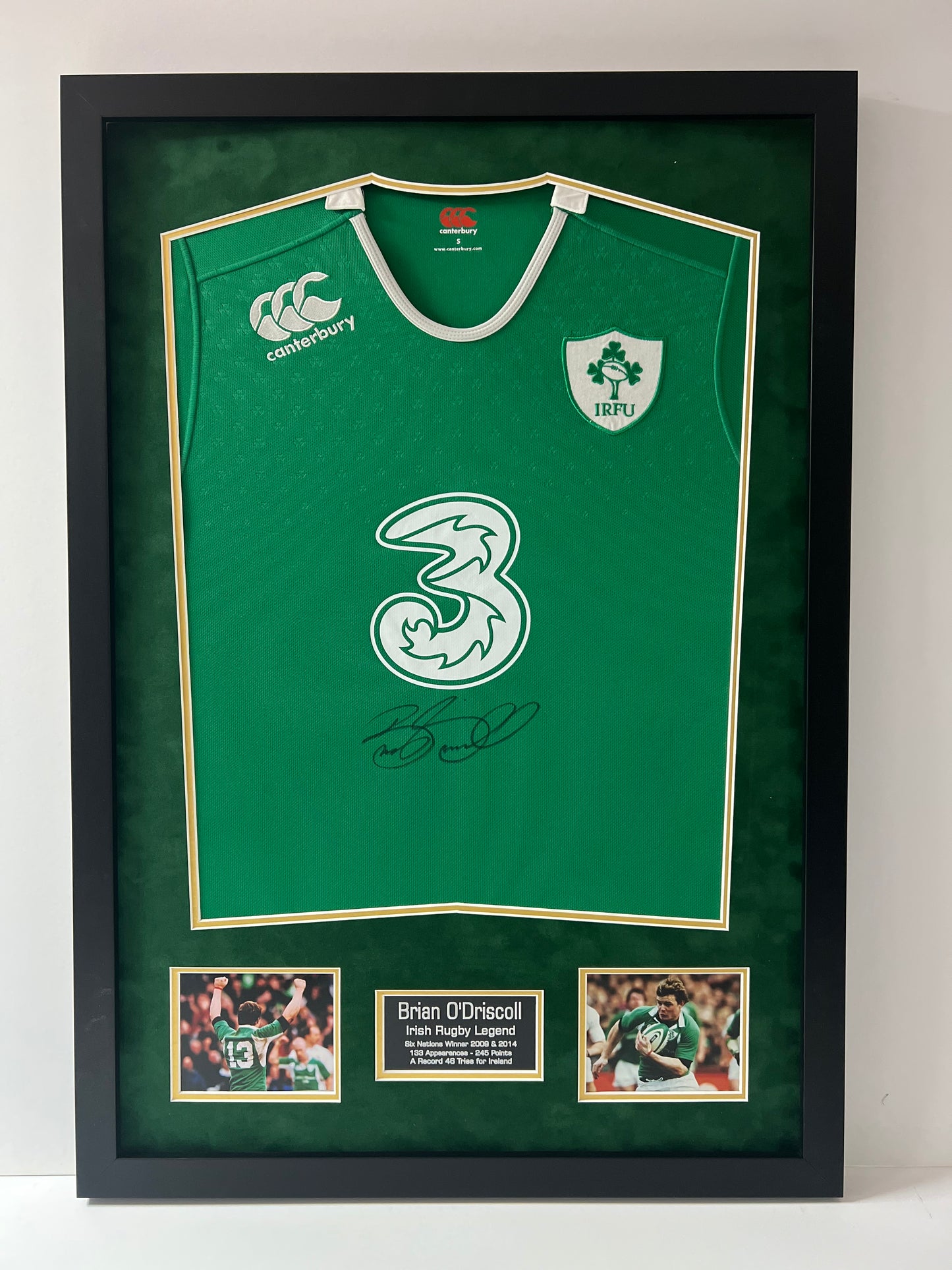 Brian O'Driscoll Irish Rugby Legend Signed & Framed Shirt (3 Canterbury) + Cert