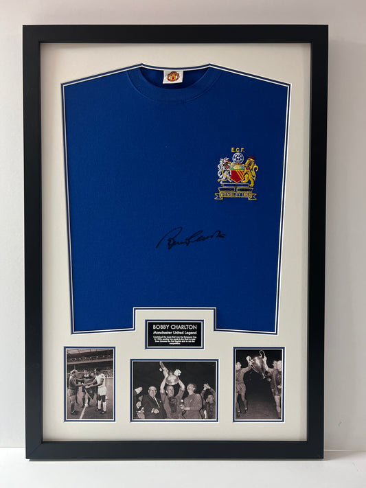 Sir Bobby Charlton Signed 1968 European Cup Final Framed Shirt + Cert