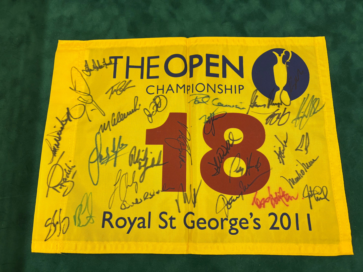 2011 Open at St George's Golf Flag Signed by 29 Champions Player, Leonard, McIlroy + Cert