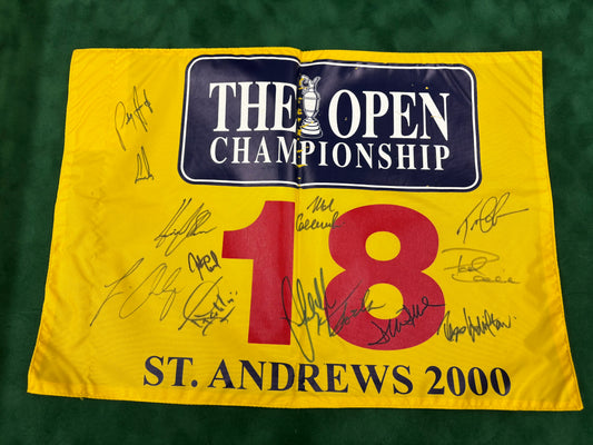 2000 Open at St Andrews Golf Flag Signed By 13 Champions Duval, Jacklin, Cink + COA