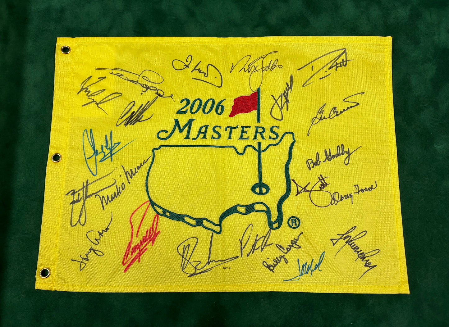 2006 Augusta Masters Golf Pin Flag Signed By 21 Champions (Faldo, Scott, Ford) + Cert