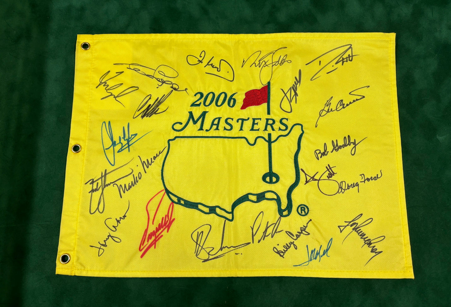 2006 Augusta Masters Golf Pin Flag Signed By 21 Champions (Faldo, Scott, Ford) + Cert