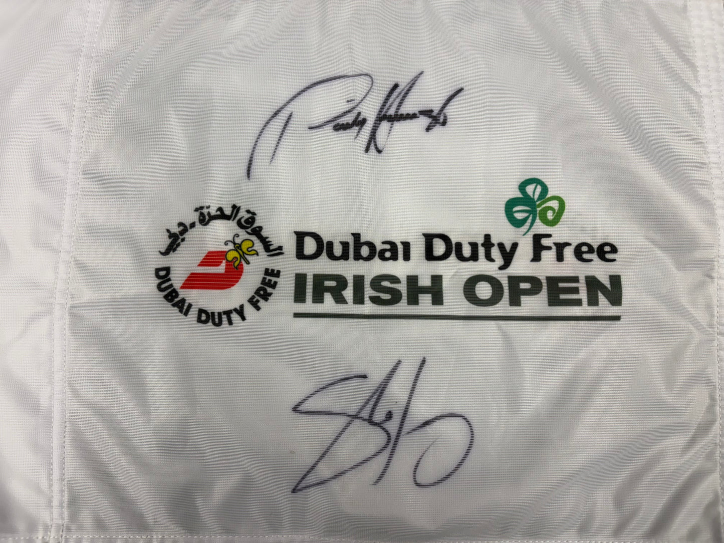 Pádraig Harrington & Shane Lowry Winners Signed Course Used Irish Open Golf Flag + Cert