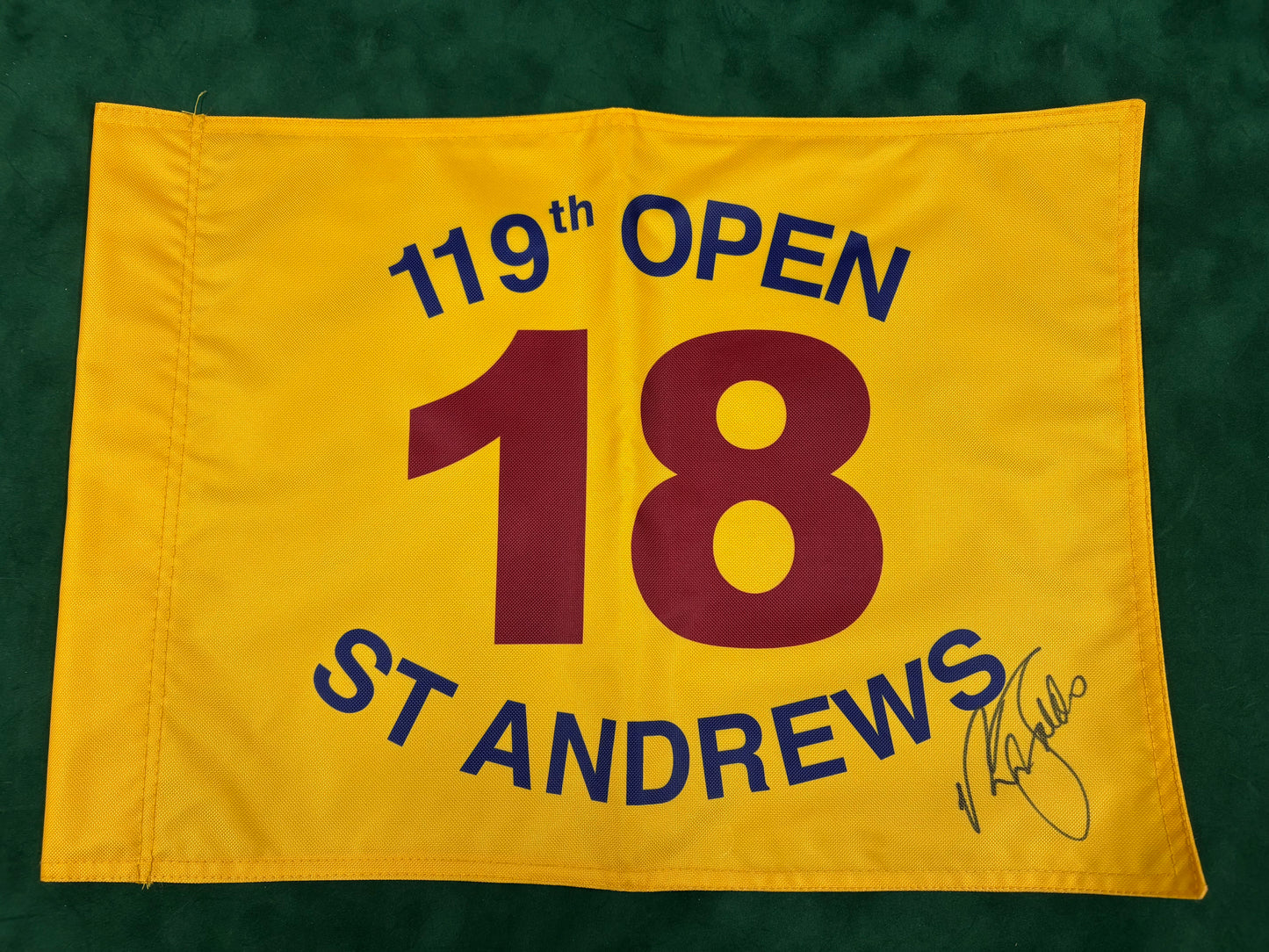 Sir Nick Faldo Winner Signed 119th Open at St Andrews Golf Flag + Dealer COA