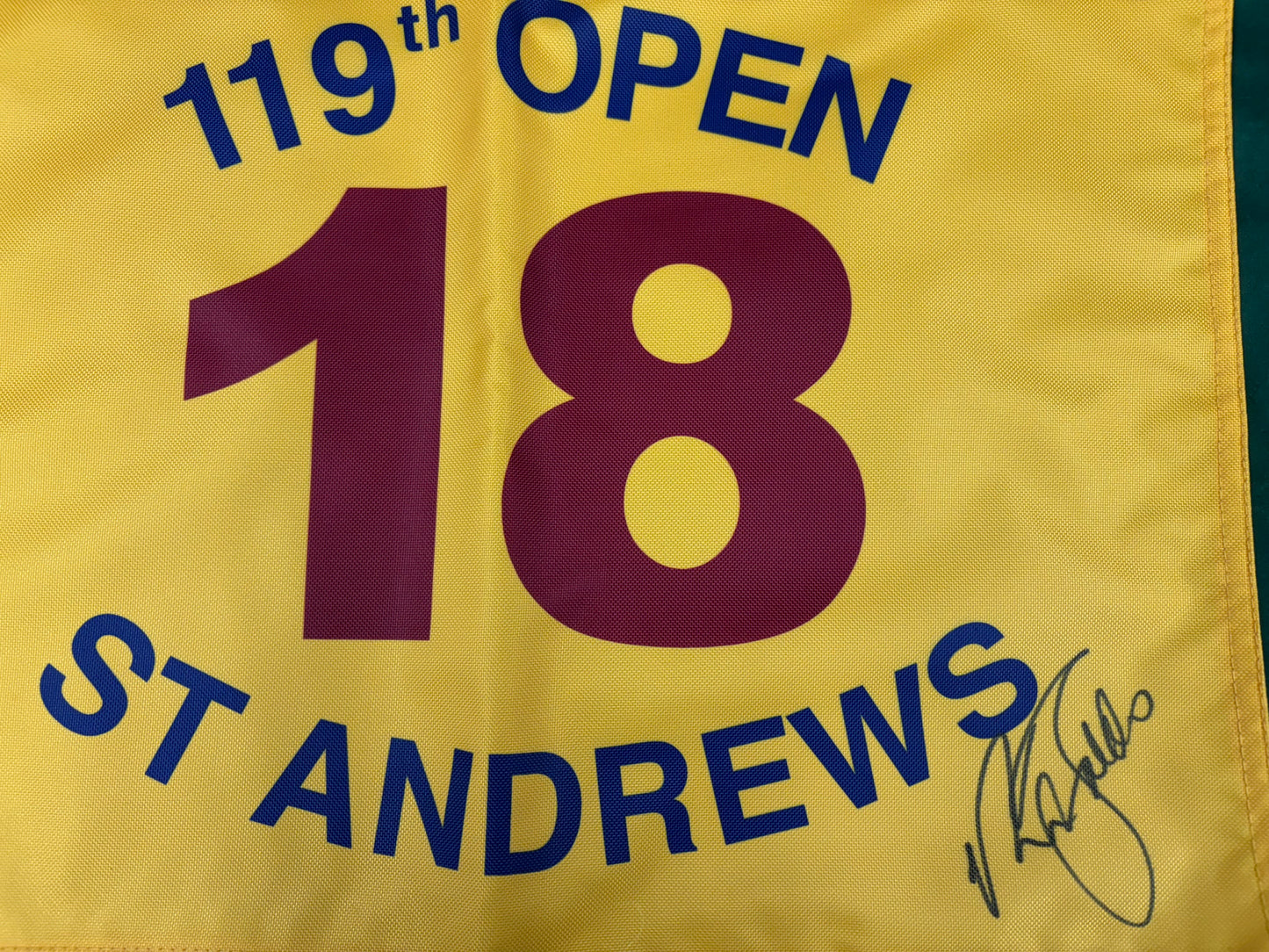 Sir Nick Faldo Winner Signed 119th Open at St Andrews Golf Flag + Dealer COA