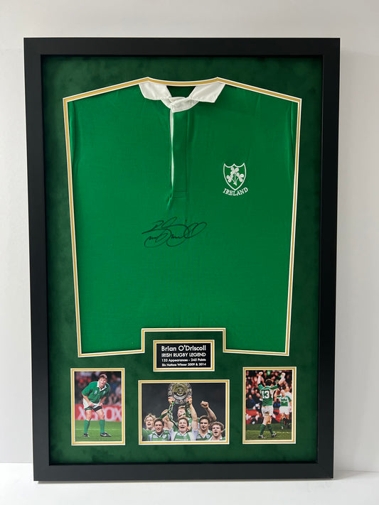 Brian O'Driscoll Irish Rugby Legend Signed & Framed Shirt (Ireland) + Cert