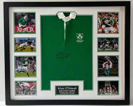 Brian O'Driscoll Irish Rugby Legend Signed & Framed Shirt (Ireland White) + Cert