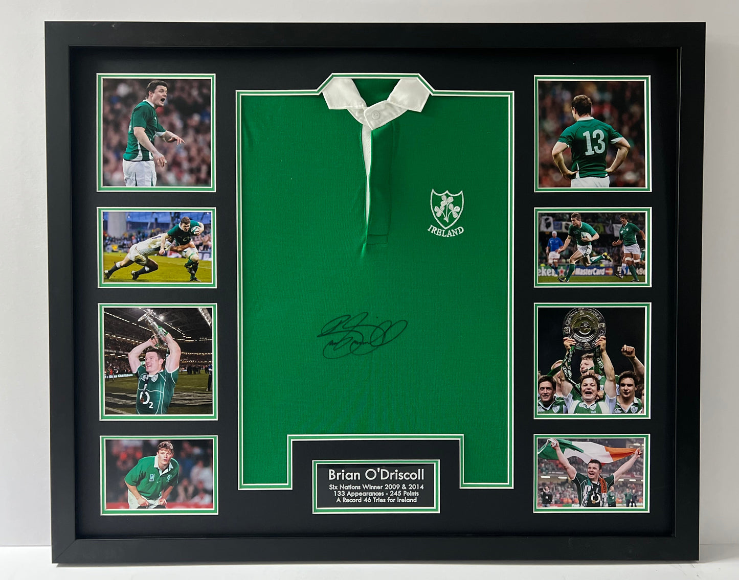 Brian O'Driscoll Irish Rugby Legend Signed & Framed Shirt (Ireland Black) + Cert