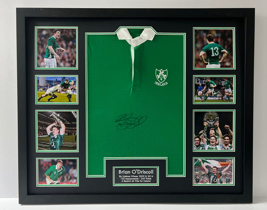 Brian O'Driscoll Irish Rugby Legend Signed & Framed Shirt (Ireland Black) + Cert