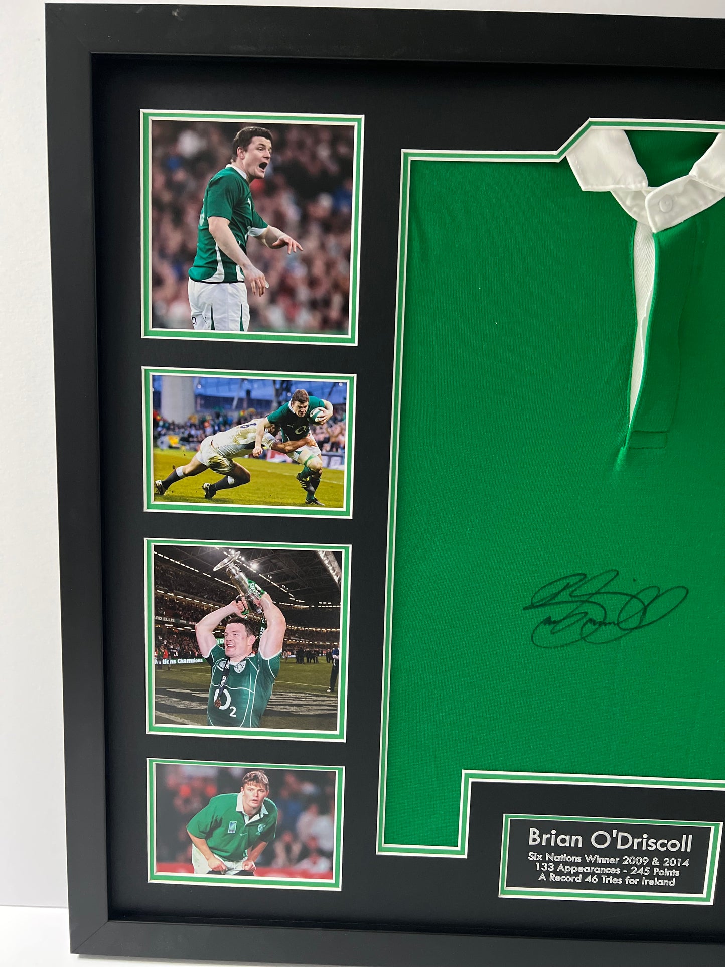 Brian O'Driscoll Irish Rugby Legend Signed & Framed Shirt (Ireland Black) + Cert