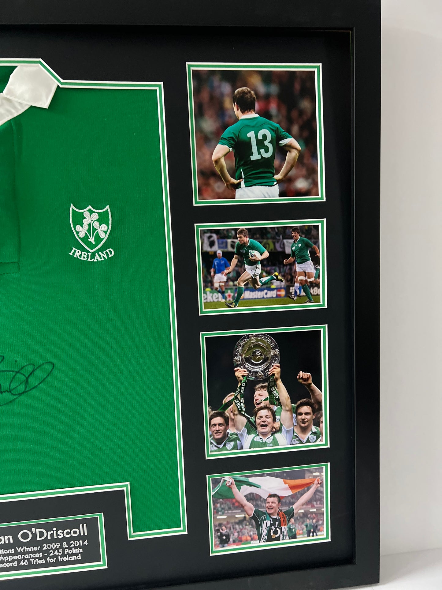 Brian O'Driscoll Irish Rugby Legend Signed & Framed Shirt (Ireland Black) + Cert