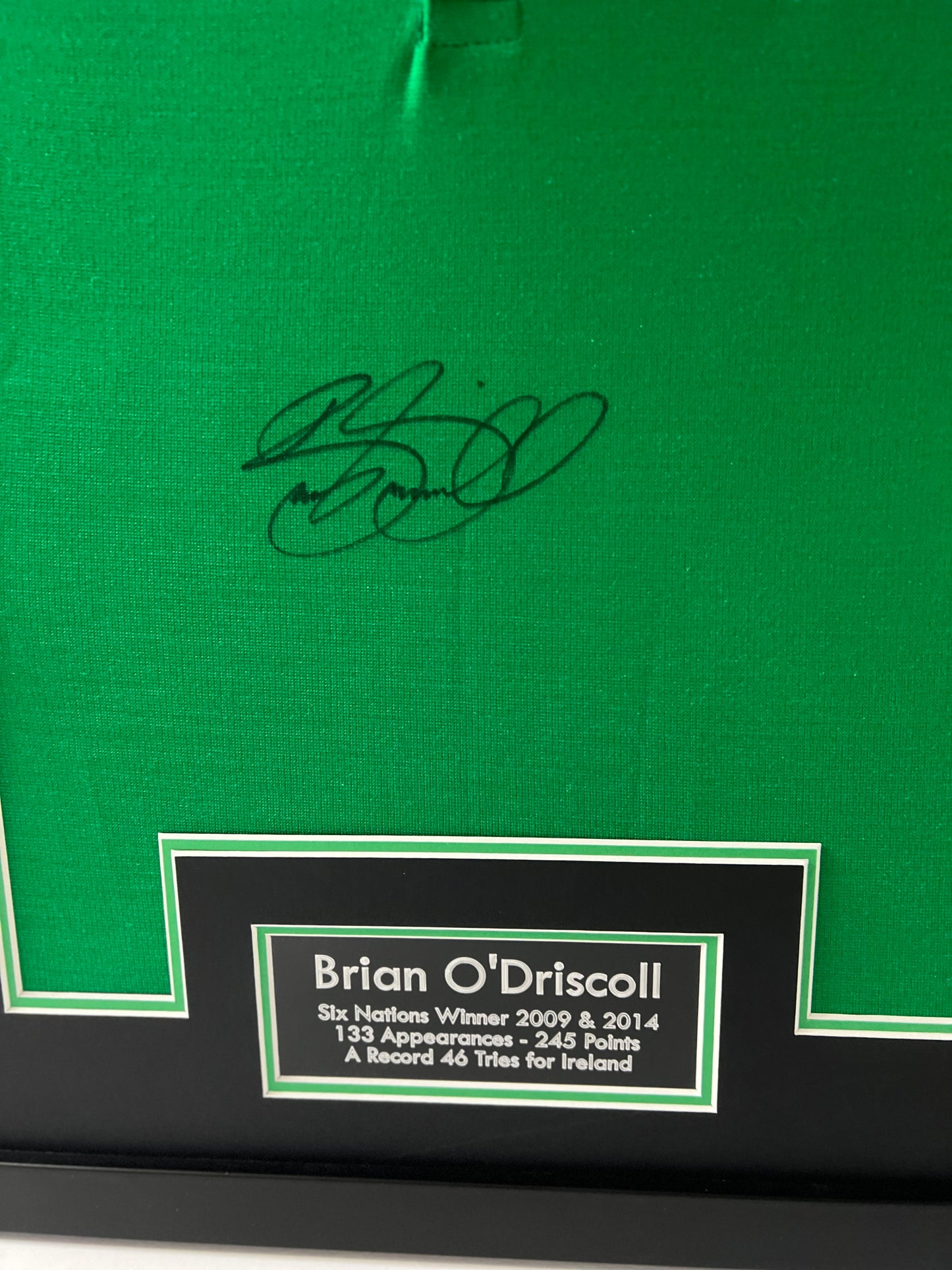 Brian O'Driscoll Irish Rugby Legend Signed & Framed Shirt (Ireland Black) + Cert