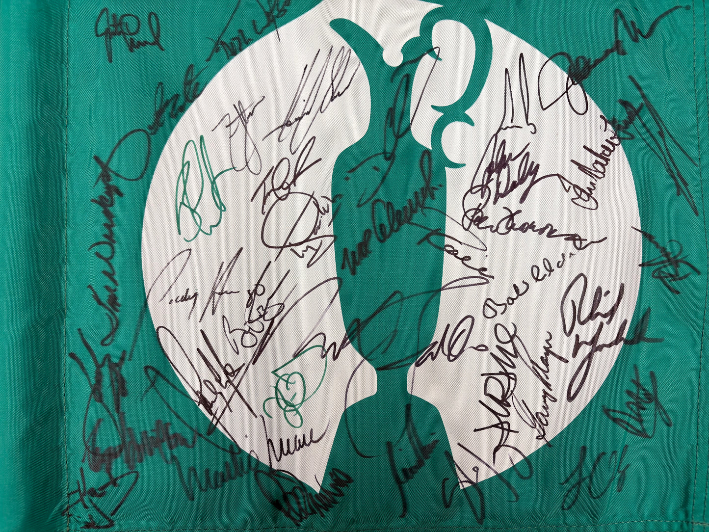 Rare Practice Round Course Used Green Golf Flag Signed 37 Open Winners + Dealer COA