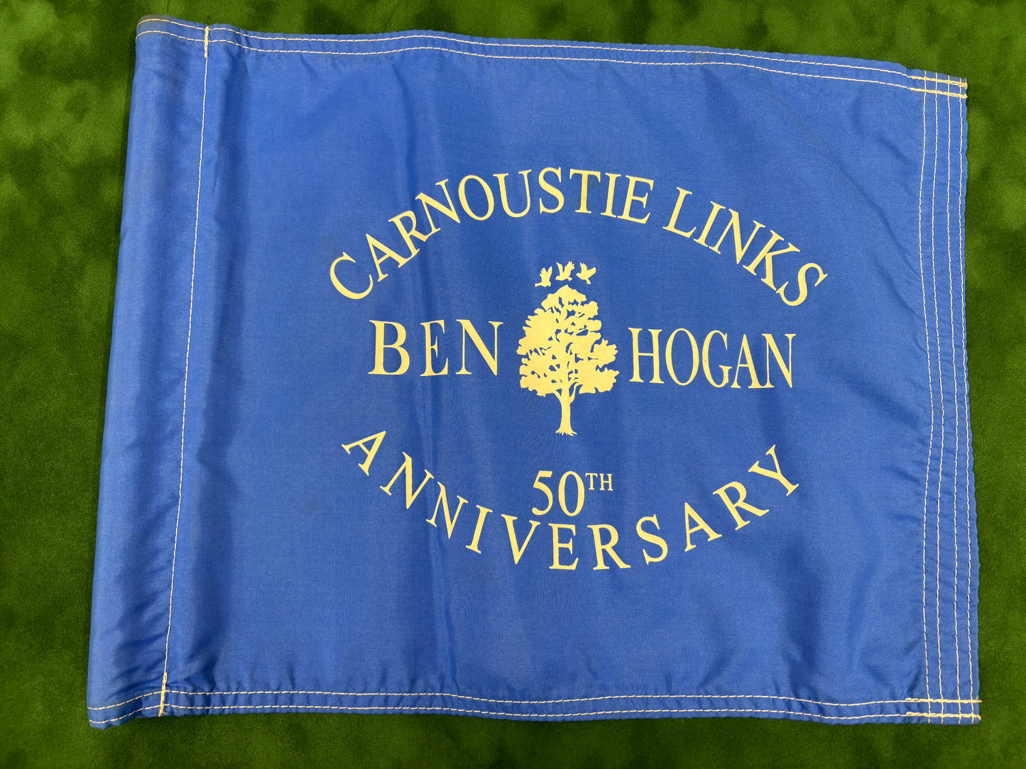 RARE Carnoustie Links Ben Hogan 50th Anniversary Course Used Blue Golf Flag