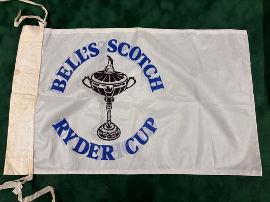 RARE 1985 26th Ryder Cup at The Belfry Course Used Bells Scotch Golf Pin Flag