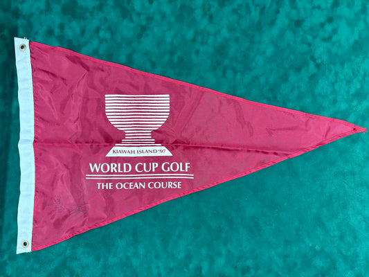 Francesco & Edoardo Molinari 2009 Golf World Cup Winners Signed Golf Flag + Cert