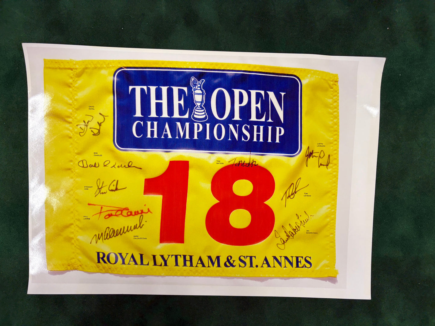 Open at Royal Lytham & St Annes Golf Flag Signed by 9 Champions Watson, Charles, Cink + Cert