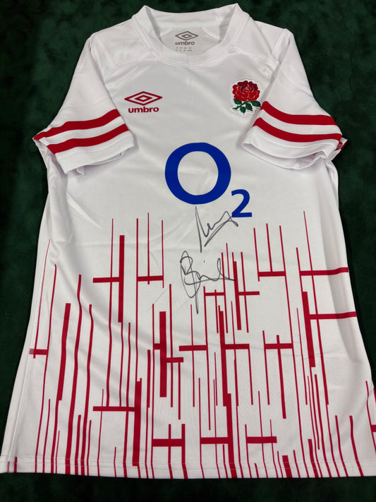 Billy & Mako Vunipola Signed England National Rugby Union Shirt + Dealer COA