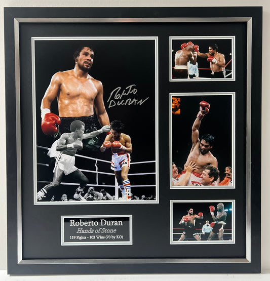 Roberto Durán World Champion Boxer Signed & Framed Photo Display + Cert
